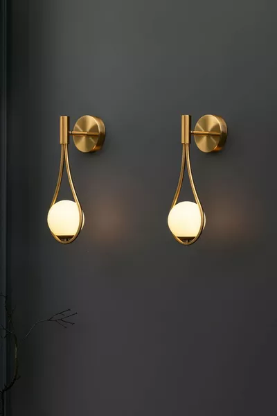 2 stuks druppelvormige wandlamp op elektriciteit, niet op batterijen, verlichting