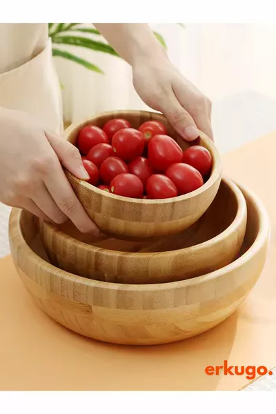 Bambus 3er-Salat-Schale, Servierschale, Dekorative Schale, Skandinavische Schale