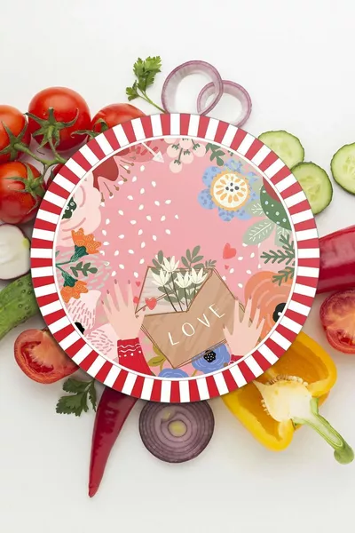 Cam Kesme Tahtası Yuvarlak Karışık Renkli Love Desenli  cm