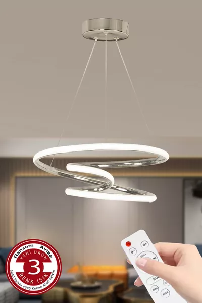 ثريا LED بجهاز تحكم عن بعد بثلاث ألوان، كروم مع ديمر، ثريا LED جالاكسي