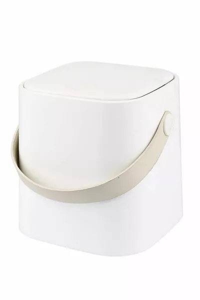 Кош за отпадъци с капак и дръжка за поставяне върху плота, 4 л - бял