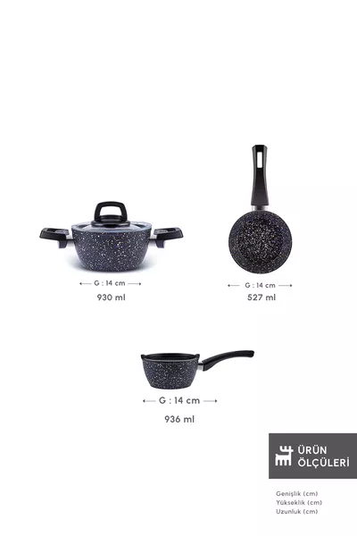 Набор кастрюль и сковородок Bio Granit Blue Stone Mini, 5 предметов