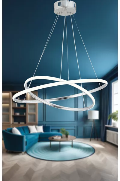 برناردو قلادة كرومية حديثة بحلقة كبيرة ضوء أبيض ليد