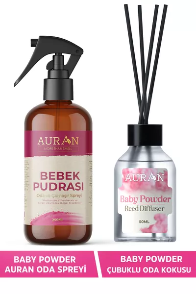 Baby Powder Stick Room Fragrance and Baby Powder Room and Laundry Spray Room Fragrance 2-Piece Favorite Set