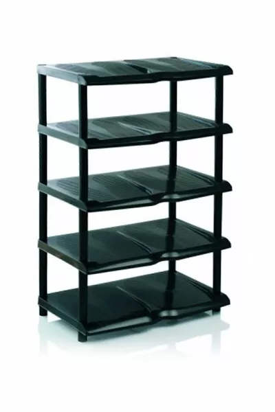 Black 5-Tier Plastic Shoe Rack