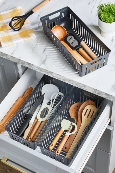 Antrasit 3'Lü Set Modüler Kaşıklık Ve Kepçelik Çekmece Içi Düzenleyici Mutfak Organizer