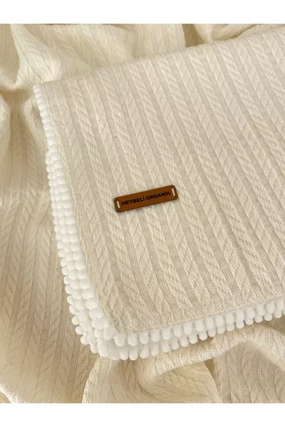 Strickmuster % Baumwolle Baby-Piqué-Decke Ecru  cm