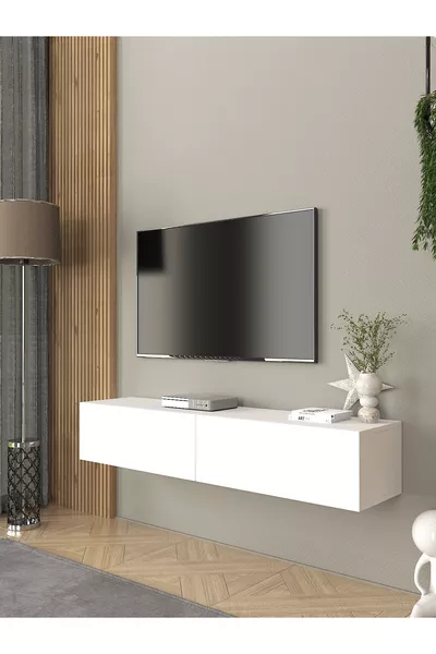 Jorah TV Stand  Cm White - Wall Mounted – Durable & Modern Design - Easy Assembly