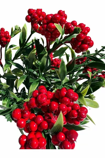 Изкуствено цвете с 5 клона и плътни листа, букет Кокина, специално производство за годината