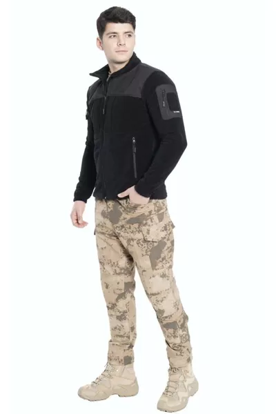 Tactical Black-on-Black Trim Fleece Jacket