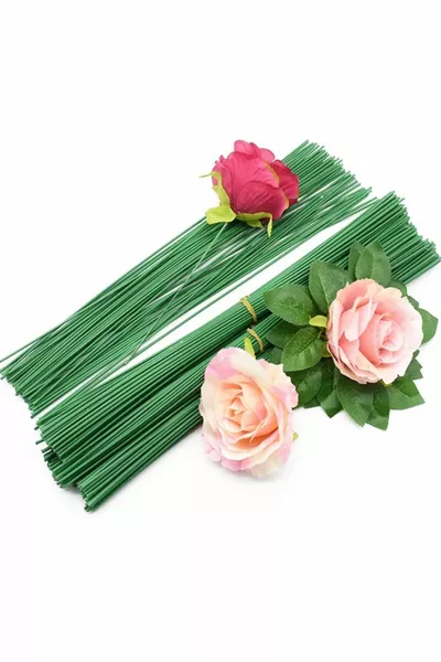 Тел за цветя 2 мм Брой См _ Голяма сладкарска зелена изработка Кокина лента Дръжка на едро Дебел клон