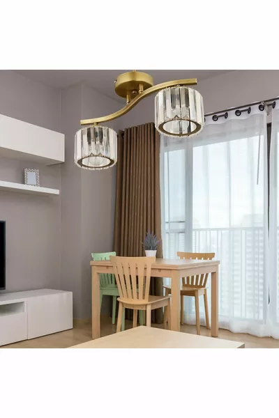 Tufty 2-Light Antique Crystal Modern Bedroom Living Room Crystal Chandelier