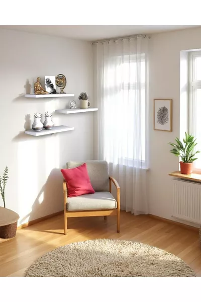 Тройна Летяща Етажерка Модерен Стенен Рафт Скандинавски Скрит Рафт Декоративен Рафт за Книги Бюро Рафт Бял Cm