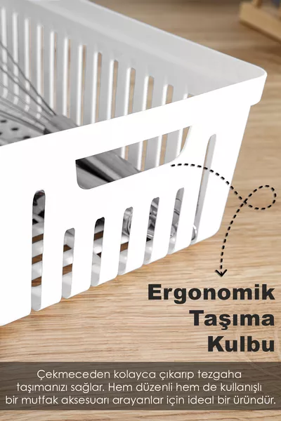 Комплект от 4 модулни държачи за лъжици - органайзер за чекмеджета за кухня, държач за ножове и черпаци, бял