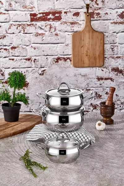 Vitali 6-Piece Steel Cookware Set with Induction Base, Silver Color