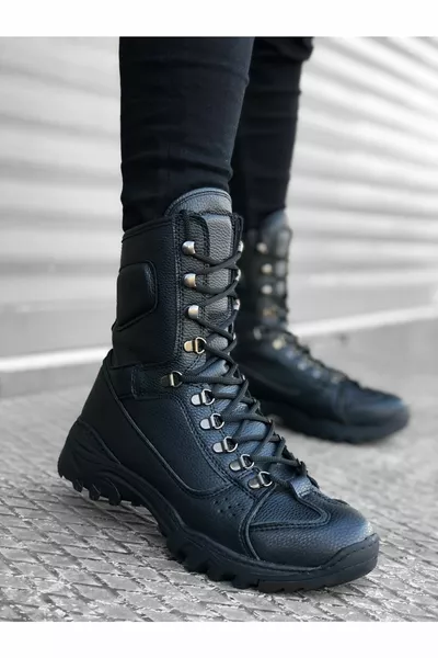 Lace-Up Black Style Heren Militaire Postlaarzen Mhn Ay 