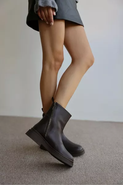 سانتا زيبر حذاء نسائي مفصل بكعب قصير - بني