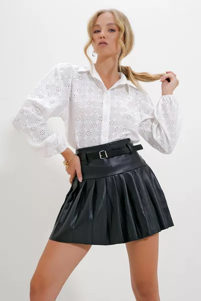 Weißes gewebtes Premium-Hemd Guipure für Damen 