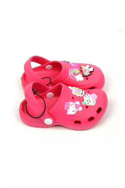 فتاة صرير الوردي كروكس نموذج أنيق الصنادل النعال الأميرة مرحبا كيتي يونيكورن قوس قزح يتوهم