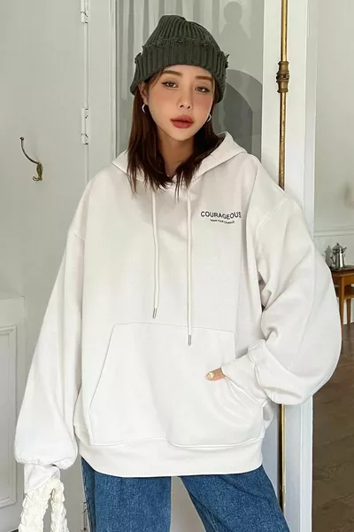 Унисекс бял звезден отпечатан оверсайз суитшърт