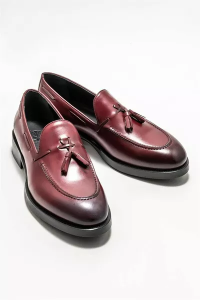 لوفر جلد بورجوندي للرجال