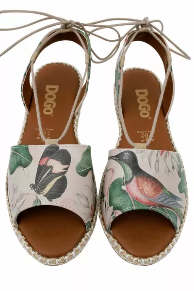 نسائي نباتي جلد بيج الدانتيل متابعة الصنادل - أجنحة للطيران التصميم