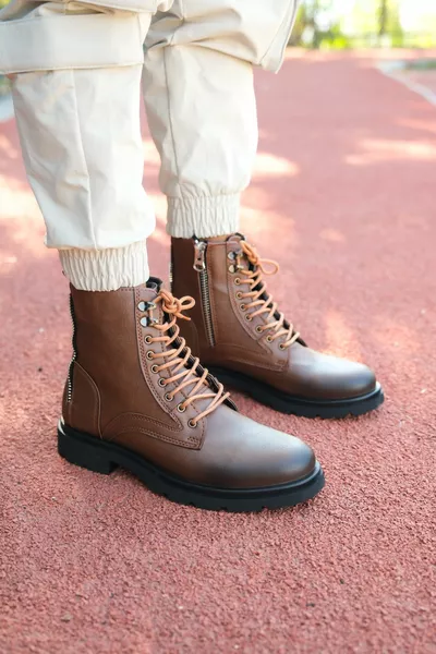 Men's Zippered Postal Boots  Tan