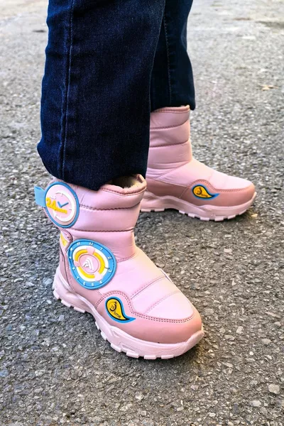 داخل الصوف الحرارية عدم الانزلاق وحيد الفيلكرو أحذية الاطفال