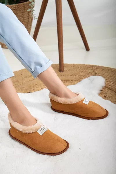 المرأة براون دافئ غير قابل للانزلاق أحذية منزلية جوارب شتاء هادئة مريحة خفيفة الوزن باندوف