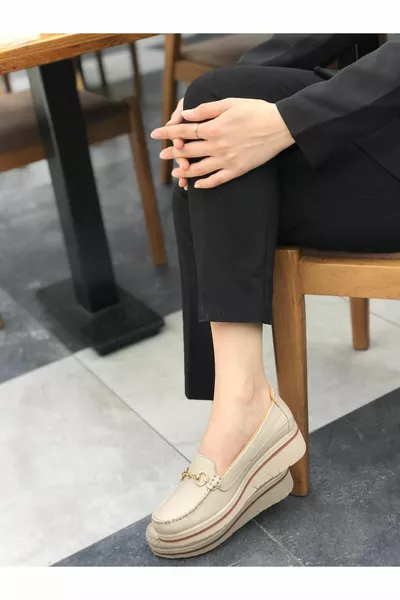 مبطن كعب جلد طبيعي المتسكع نموذج أحذية نسائية