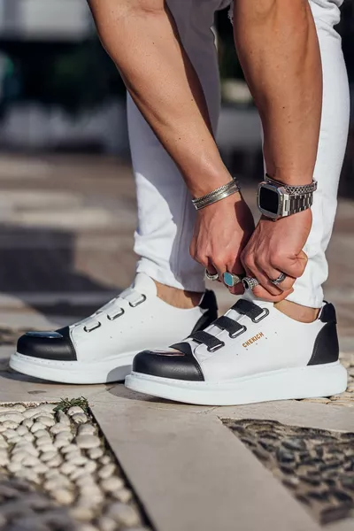  GBT Mirror Furry Chaussures Homme BLANC/NOIR