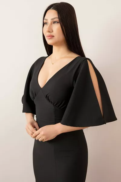 Slit Detailed Long Evening Dress 