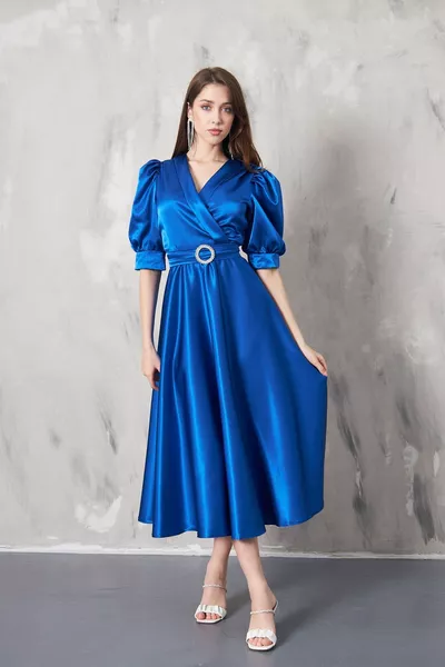 LOREN Двубортное платье-клеш с воротником