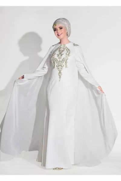 Дамски крем Guipure бродирани подробни вечерна рокля 