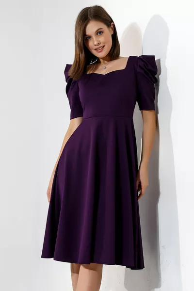 High Shoulder Detailed Midi Dress