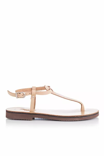 Handgemaakte echt lederen natuurlijke damessandalen - 