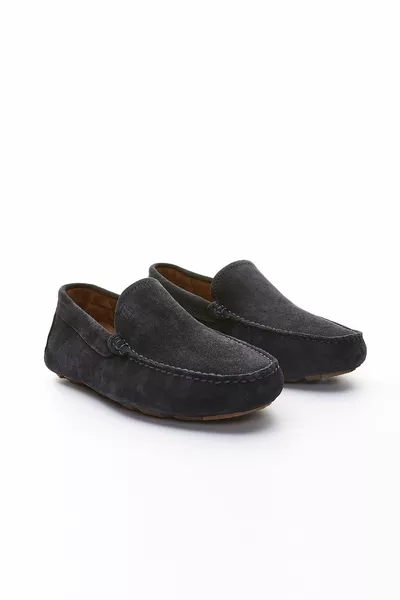 Umberto Mocassins en daim véritable bleu marine pour hommes