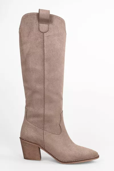 Дамски велурени каубойски ботуши Rebel Mink