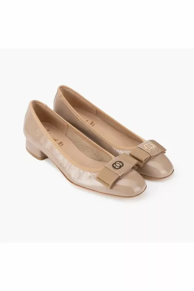 Nicole Beige Women's Heeled Ballet Flats