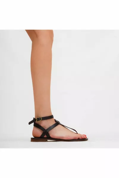 Естествена кожа Кафяви сандали Bodrum - 