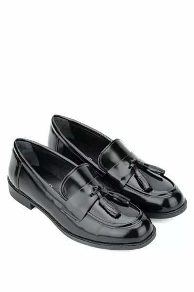 نسائي نباتي أسود فتح حذاء لوفر