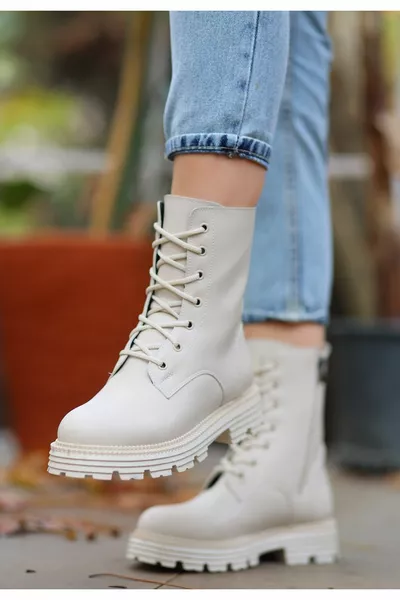 Bria Beige Skin Ботуши с връзки