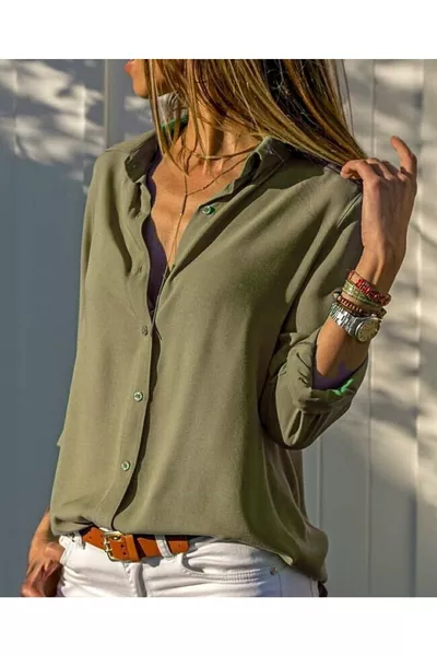 Chemise basique légendaire en tissu viscose uni kaki