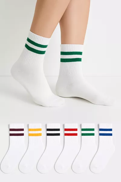 جوارب تنس قطنية مخططة unisex 6 قطع