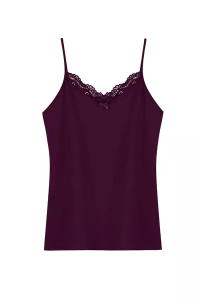 V-Ausschnitt Spitzen-Einzelträger-Top -1