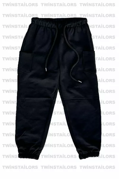 بنطلون رياضي للأطفال بخصر مطاطي وبنطلون داخلي مبطن، حزمة من 3 قطع، للجنسين، باللون الرمادي الداكن-أسود-رمادي