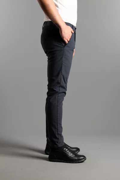 Herren dunkelblau strukturierte Canvas-Leinenhose