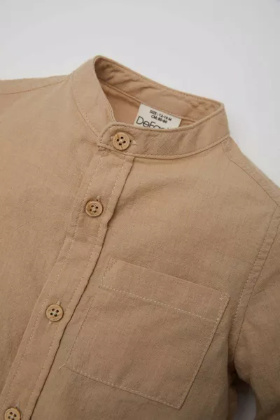 Camicia Basica a Maniche Lunghe in Popeline di Cotone con Fiamme per Bambino Maschio SP