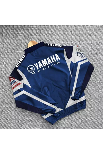 Imperméable coupe-vent oversize unisexe bleu en tissu parachute imprimé