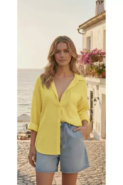 Женская льняная рубашка летняя оверсайз новая коллекция